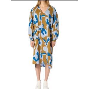 CLOSED Puff Sleeve Dress In Oceanic Blue In Multi small*